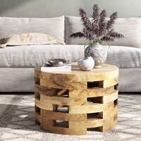 Bandla solid wood drum coffee deals table